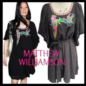 Matthew Williamson H&M Black Pleated Silk Embroidered Colorful Birds/Mirror (6)